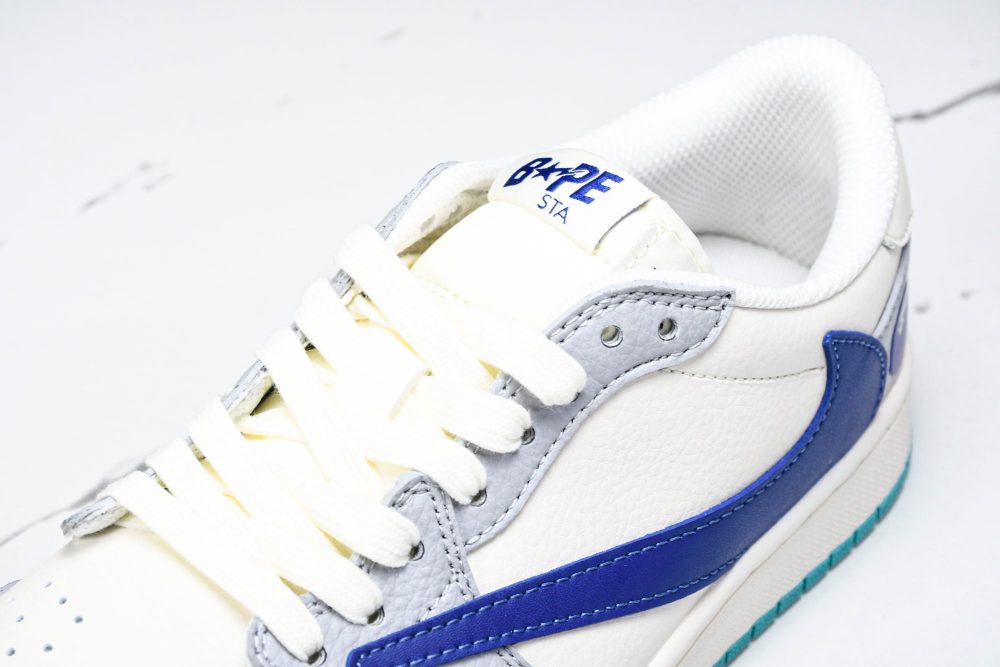 Travis Scott AJ1 Low x BAPE 'Blue Grey White' (Custom) - Image 10