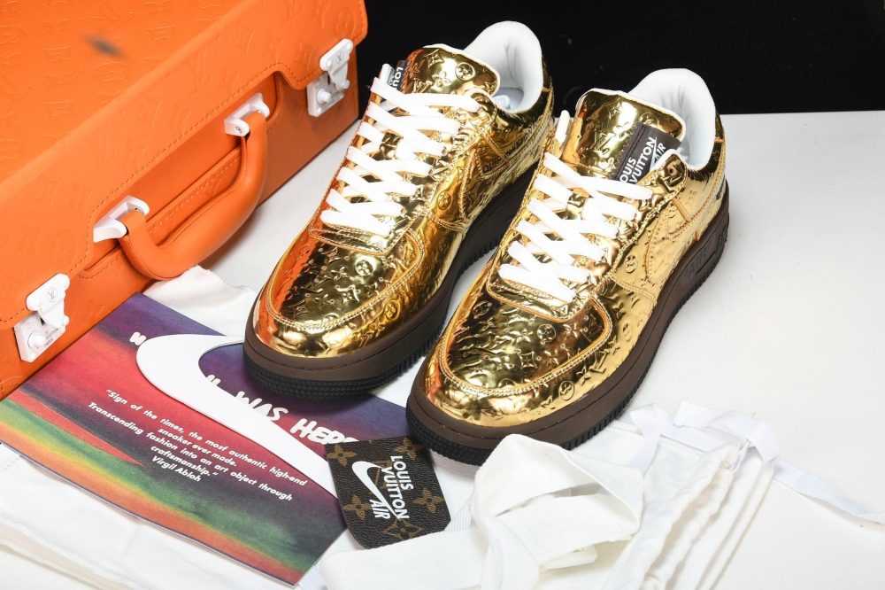Louis Vuittоп x AF1 by Virgil Abloh 'Metallic Gold' (With Special Case) - Image 17