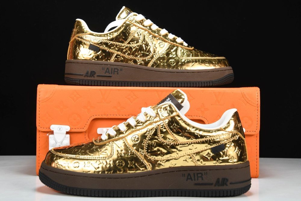 Louis Vuittоп x AF1 by Virgil Abloh 'Metallic Gold' (With Special Case) - Image 19